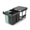 Kosz szafkowy Sort & Go 2x10L + 20L Dark Grey & Jade Green
